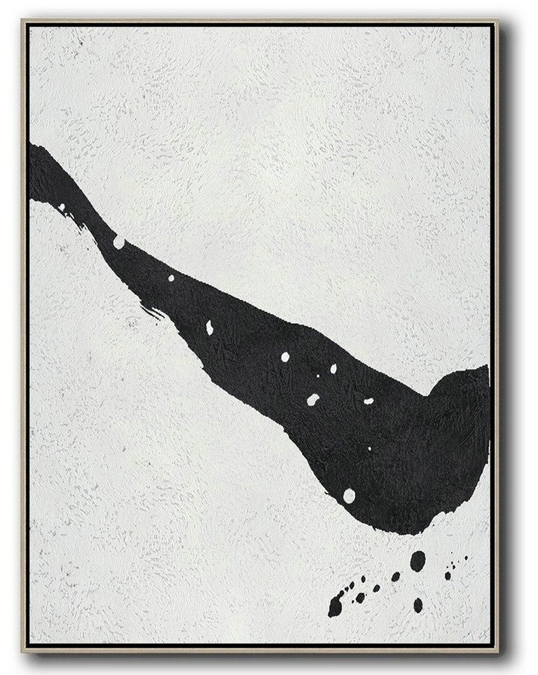 Black And White Minimal Painting On Canvas,Hand Painted Acrylic Painting #N1U5